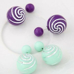Purple Spiral Ball Earrings NH221580